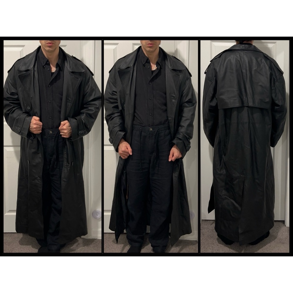 The Crow Eric Draven Long Black Leather Trench Coat XLARGE